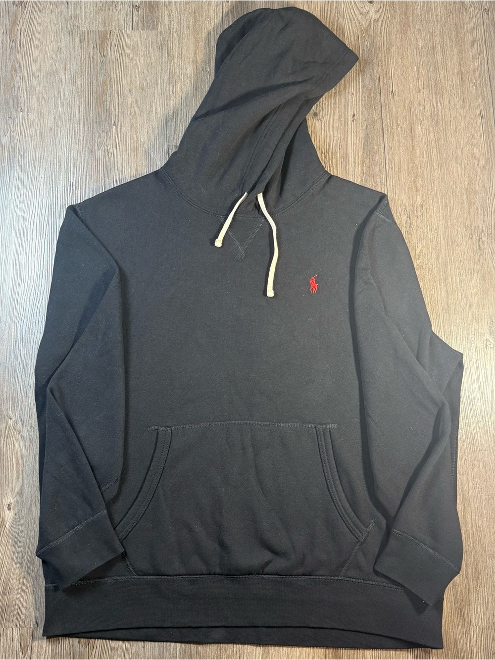 Ralph Lauren Black Hoodie with Red Pony Logo XL